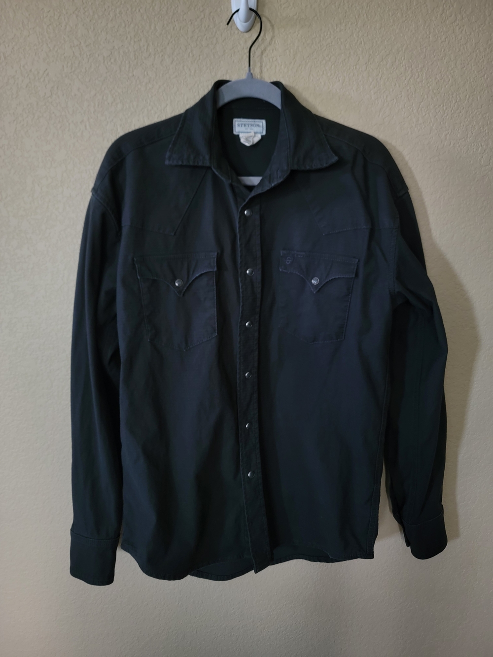 Stetson Black Classic Western Button-Down Shirt, Size S